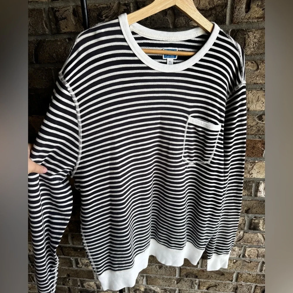 J.Crew Lightweight Sunfaded French Terry Sweatshirt in Stripe Size XL